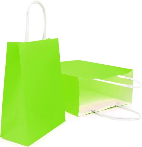 Miniatura 10 de YADIAN 12 bolsas de regalo de papel kraft con asa, bolsas de regalo azules de tamaño pequeño para Halloween, Navidad, cumpleaños, bodas