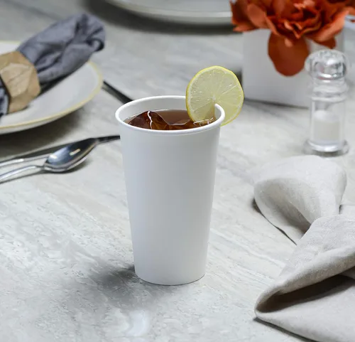 Miniatura 6 de GUSTO Vasos de papel desechables blancos de 16 onzas para bebidas frías y calientes [200 unidades] Tazas de café resistentes y ecológicas