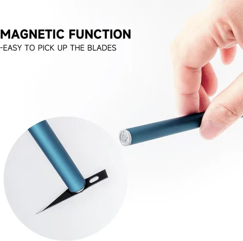 Miniatura 3 de FOSHIO Paquete de 2 cuchillos Exacto, cuchillo de pasatiempo azul con 10 cuchillas Exacto, cuchillo de manualidades con tapa de seguridad, cuchillo