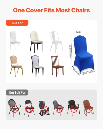 Miniatura 117 de VEVOR 150 fundas blancas para sillas de poliéster y elastano, fundas elásticas para bodas, fiestas, comedor, banquetes, sin pinzas, 150