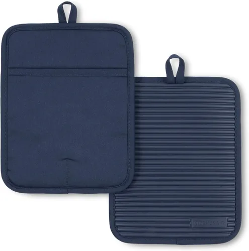 Miniatura 18 de KitchenAid - Juego de agarraderas de silicona suave y acanalada, azul Willow, 7 x 9 pulgadas Willow azul