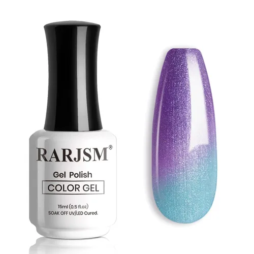 Miniatura 33 de RARJSM Esmalte de uñas en gel que cambia de color Nude Translucido Rosa a Rojo Berry, cambio de temperatura de estado de ánimo térmico, degradado
