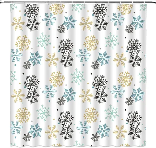 Cortina de ducha de Navidad para autocaravana, pequeña cortina de decoración de baño con ganchos, 36 pulgadas de ancho x 70 pulgadas de ancho x 70