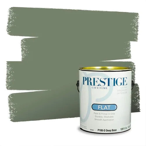 Miniatura 223 de Prestige Paints - Pintura exterior e imprimación en uno, 1 galón, plano, compatibilidad comparable con el color menta «Whipped Mint» de Behr