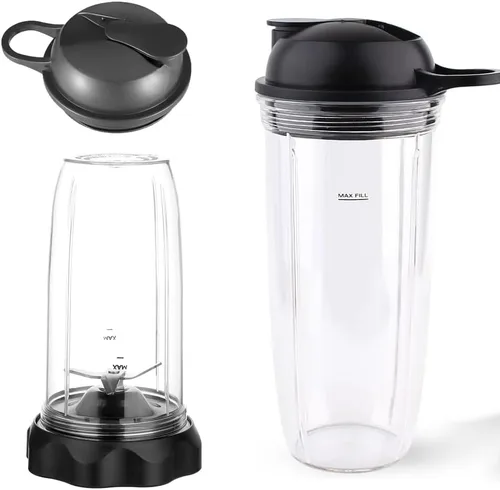Miniatura 2 de Taza de repuesto de 32 onzas y vaso de 24 onzas con tapas para llevar y cuchilla giratoria compatible con NutriBullet Select Blender