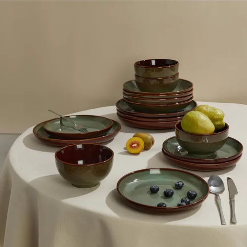 Miniatura 8 de Pokini - Juegos de vajilla de gres para cena, juego de platos y cuencos de cerámica, platos de cocina aptos para microondas y lavavajillas, platos