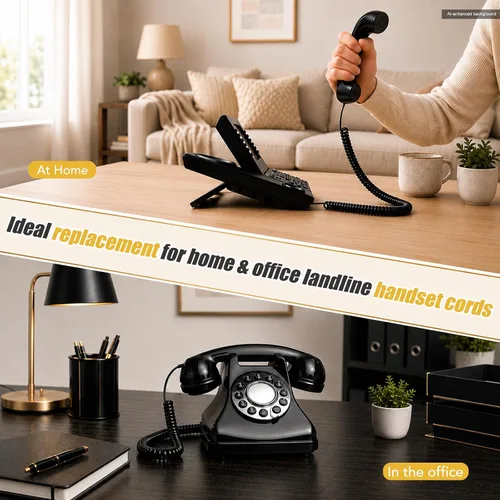 Miniatura 9 de Comtrue Cables de teléfono para línea fija, paquete de 2, cables de teléfono Negro, universalmente compatible, resistente a los enredos, sin