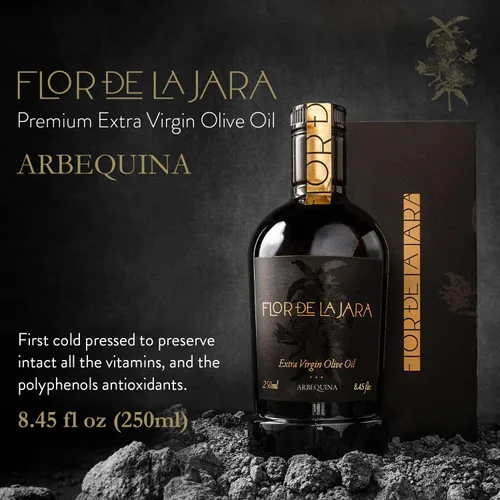 Miniatura 2 de FLOR DE LA JARA Aceite de Oliva Extra Virgen Premium de España, Prensado en Frío, Monovarietal Arbequina, Aceitunas Cosechadas a Mano, Finca