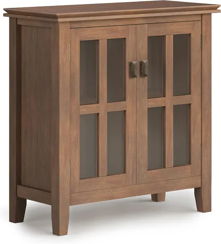 Miniatura 25 de SIMPLIHOME Armario de almacenamiento artesanal, gabinete de almacenamiento bajo de madera maciza de 30 pulgadas de ancho en marrón miel, gabinete