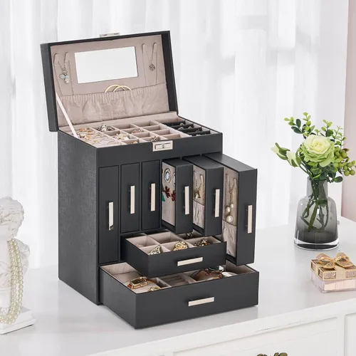 Miniatura 3 de ANWBROAD Jewelry Box Jewelry Organizer Box Large Jewlrey Boxes Gift for Women Jewelry Holder with Drawer for Necklace Earring Ring Bracelet Watches