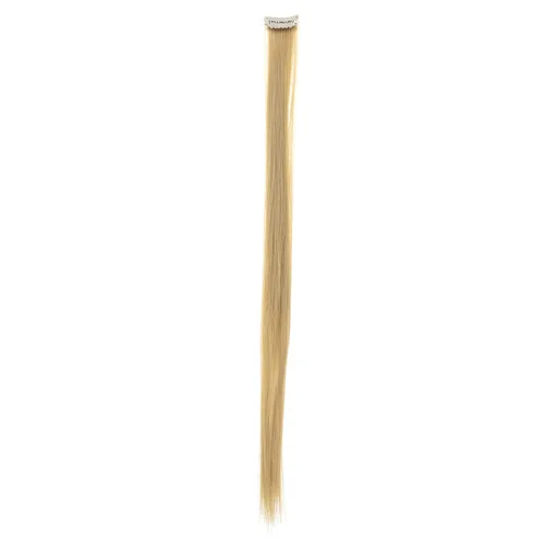 Miniatura 5 de SWACC 12 extensiones de cabello lacio de un color con clip, para mujer, extensiones de cabello sintético con rayas de color (rubio beige)