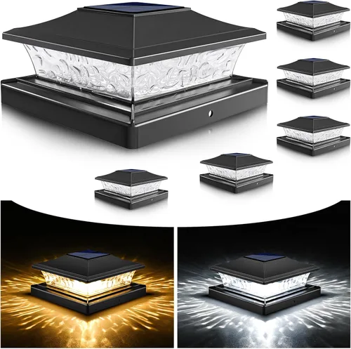 Miniatura 8 de VOLISUN - Faroles solares para postes de 4x4/6x6, para cercas de madera/vinilo, para patio/jardín, blanco cálido con 2 modos de iluminación