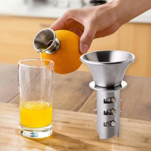 Miniatura 3 de Exprimidor manual de taladro de limón, mini exprimidor de mano portátil de acero inoxidable espesado naranja lima para el hogar cocina plata