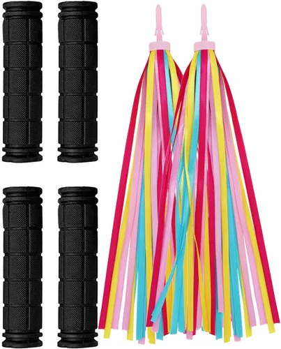 Miniatura 6 de PLATT Empuñaduras de bicicleta para niños, 2 pares de empuñaduras de goma coloridas con cintas para bicicletas de equilibrio, scooters y manillares