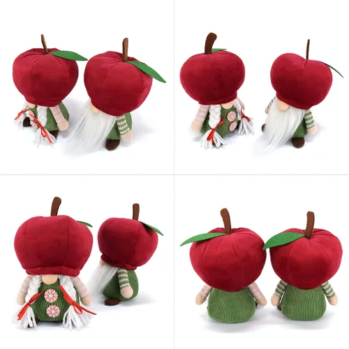 Miniatura 7 de 2 piezas de gnomos de manzana para parejas, adornos de felpa hechos a mano, muñeca sueca Tomte, fruta, nisse, elfo, bandeja escalonada, gnomo, rojo