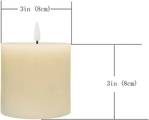 Miniatura 5 de volnyus Juego de 3 velas sin llama (3 x 3 pulgadas) parpadeantes LED de cera real, funcionan con pilas con temporizadores de control remoto
