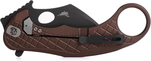 Miniatura 2 de LionSTEEL LEONE - Cuchillo plegable Karambit con hoja de acero CPM-Magnacut, mango integral de aluminio sólido, diseño Emerson Wave Design, negro