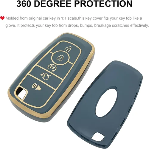 Miniatura 3 de Funda para llavero Ford con llavero de TPU suave, protección completa, compatible con Ford Escape Expedition Explorer F-150 F-250 F-350 F-450 F-550