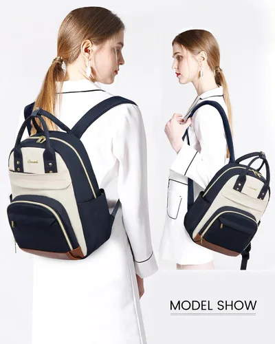 Miniatura 8 de LOVEVOOK Mini mochila para mujer, elegante mochila impermeable, Drak Azul-beige-marrón, Mochila