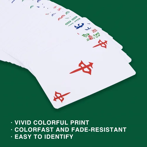 Miniatura 4 de drizzle Poker Mahjong Juego de mesa Juego de mesa Chino Azul y Blanco Diseño de Porcelana 144 Fichas de Tarjeta Set PVC Plástico Impermeable