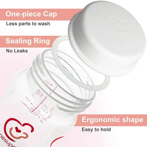 Miniatura 2 de Nenesupply Biberones de almacenamiento de leche materna de cuello ancho de 9 onzas, paquete de 4, biberones de extractor de leche para usar