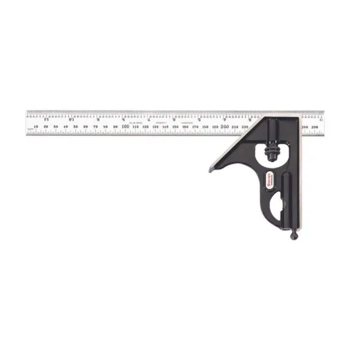 Miniatura 19 de Starrett Escuadra de combinación de acero con cabeza cuadrada - Longitud de hoja de 300 mm, cabezas de hierro fundido, pestillo reversible, punta