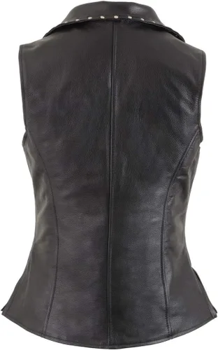 Miniatura 2 de Milwaukee Leather MLL4503 Chaleco de motociclista clásico de cuero con cuello en V negro para mujer con cuello de solapa remachado - S