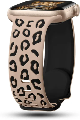 Miniatura 12 de CreateGreat Correas de leopardo grabadas compatibles con Apple Watch Band de 1.575 in 1.614 in 1.496 in 1.654 in 1.732 in 1.772 in 1.811 in 1.929 in