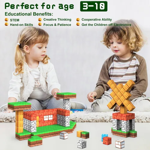 Miniatura 5 de Juguetes de Bloques Magnéticos, Juguetes de Construcción Magnética 3D Conjunto de Juego de Bloques, 100 Piezas de Juguetes de Construcción