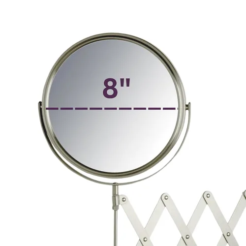 Miniatura 2 de JERDON Espejo de maquillaje de pared de dos caras, espejo de maquillaje con aumento 7X y brazo extensible, espejo de 8 pulgadas de diámetro