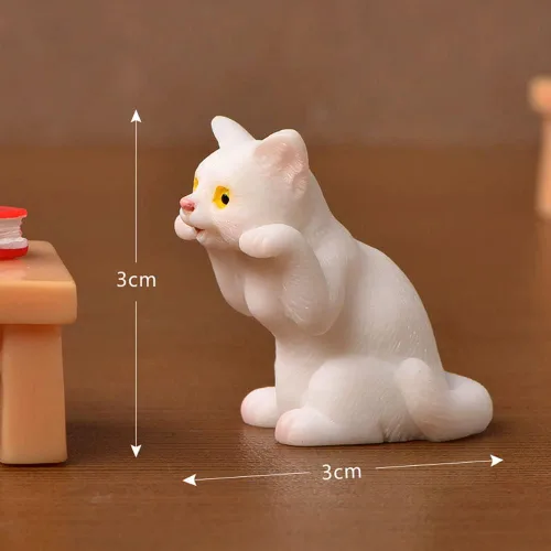 Miniatura 7 de Juego de 10 piezas de juguetes de personaje de gato Kawaii para decoración de tartas, figuras de gato, decoración de escritorio, regalo de Navidad