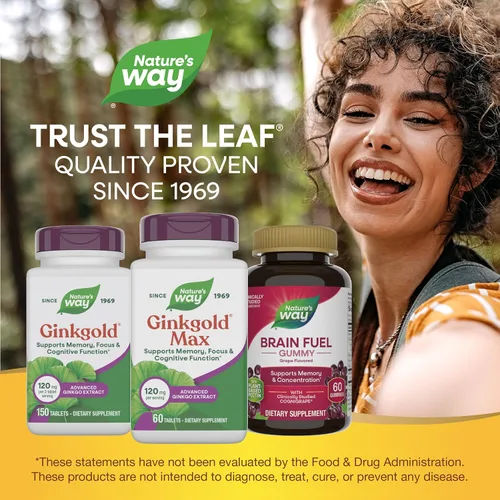 Miniatura 7 de Nature's Way Ginkgold Max Advanced Ginkgo Extracto para agudeza mental, 1 x diario de 120 mg, 60