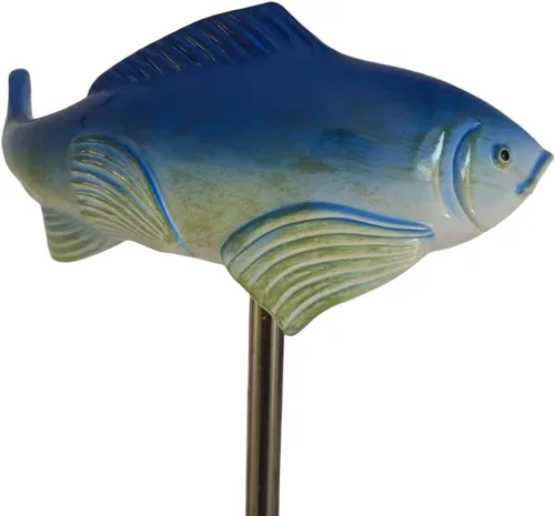 Estatua de jardín de peces Koi, escultura de peces para exteriores, adornos de jardín de peces de resina, escultura de peces para patio, patio, Azul