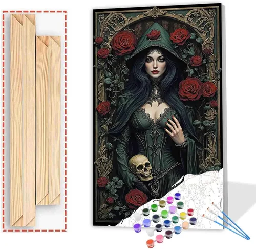 Miniatura 12 de Pintura de Halloween por números para adultos sobre lienzo, terror, pinturas al óleo acrílicas, kits de pintura al óleo, regalos para niños, Pintura