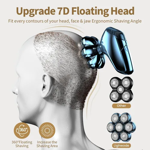Miniatura 5 de SHPAVVER Afeitadoras de cabeza para hombres calvos: maquinilla de afeitar eléctrica 5 en 1 - Kit de aseo de afeitar impermeable IPX7 para hombres