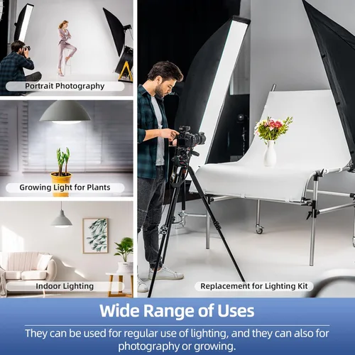 Miniatura 6 de Bombilla LED tricolor regulable de 175 W para fotografía de 3000 a 6700 K, bombilla de caja de luz de color en enchufe E27 para fotografía