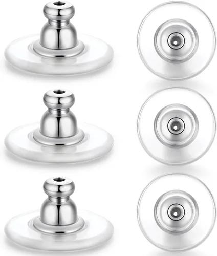 Miniatura 13 de Catinee 3 pares de respaldos de aretes de plata de ley, ajuste hipoalergénico con cierre de 0,028-0,039 pulgadas (blanco+oro)
