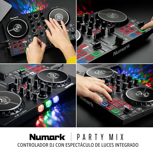 Miniatura 7 de Numark Party Mix II Controlador DJ con luces, 2 cubiertas, mezclador, interfaz de audio y Serato Lite