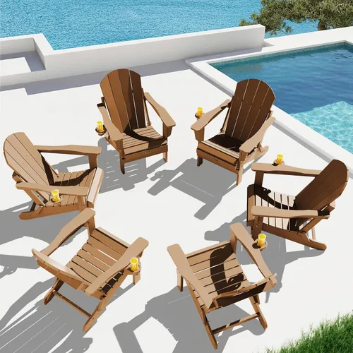 Miniatura 75 de SERWALL - Silla plegable Adirondack para patio, jardín, exterior, resistente a la intemperie, sillas para hoguera, color naranja