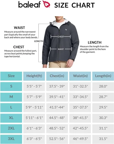 Miniatura 7 de BALEAF - Chaqueta impermeable para hombre, rompevientos, plegable, transpirable, ligera, resistente al viento, para senderismo, al aire libre