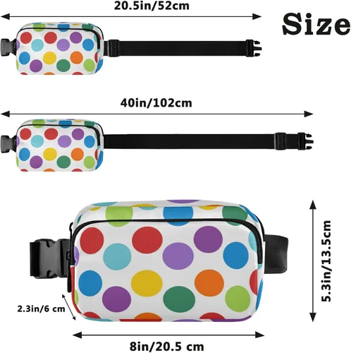 Miniatura 3 de Riñoneras de lunares blancos y negros para mujeres y hombres, con correa ajustable, cangureras de moda, bolsa cruzada para entrenamiento, correr, #04