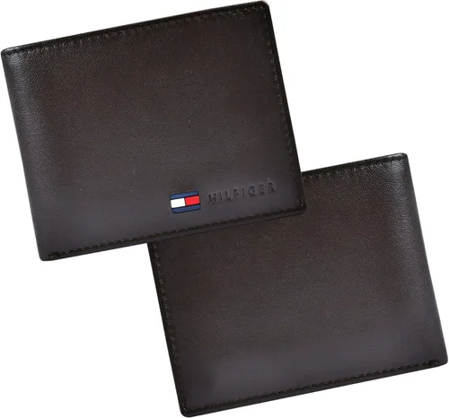 Miniatura 4 de Tommy Hilfiger billetera de piel para hombre delgada y plegable con 6bolsillos para tarjetas de crédito y ventana extraíble para identificación