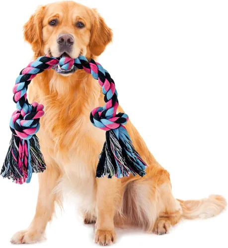 Miniatura 10 de SHARLOVY Juguetes para perros para masticadores agresivos, bolas de perro para razas grandes, juguetes masticables de cuerda de algodón resistente 6