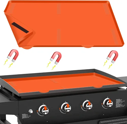 Miniatura 12 de Alfombrilla de silicona para parrilla de 17 pulgadas para Blackstone, cubierta protectora magnética, cubierta superior de parrilla Blackstone