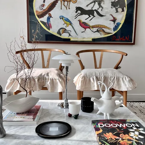 Miniatura 4 de Funda para Cojín de Silla Coreana 44 x 44 cm, con Lazos y Volantes, Decoración de Granja, Solo Fundas, Regalo para Mamá (Beige Sólido)