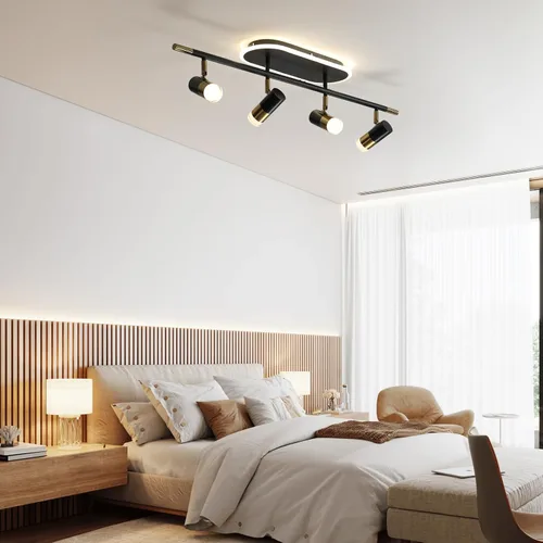 Miniatura 9 de Jaycomey Lámpara LED de 4 luces con control remoto, focos de luz de techo regulables de 41 W, ajustable de 3000 K-6500 K, moderna lámpara de techo
