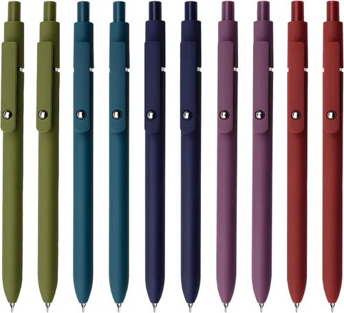 Miniatura 10 de UIXJODO Bolígrafos de gel, 10 piezas de 0,5 mm, bolígrafos de tinta negra de punta fina de escritura suave, bolígrafos retráctiles de la serie