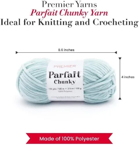 Miniatura 3 de Premier Yarns Parfait Hilo de Chenille Grueso 3.5 Oz Peso 6 Súper Voluminoso Paquete de 3 con Marcadores de Puntos de Bella's Stitch (Rain)