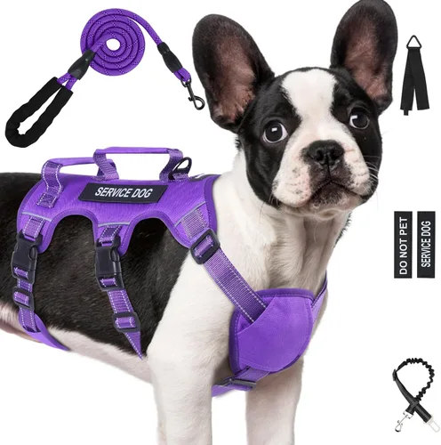 Miniatura 14 de Arnés para perro a prueba de escape para perros grandes y medianos de seis puntos ajustable, juego de chaleco arnés y correa para perro de servicio