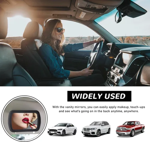 Miniatura 6 de povtii Espejo de Tocador para Parasol de Coche, Espejo de Maquillaje Automotriz con Clip y Protección Solar, Espejo de Tocador Cosmético Universal
